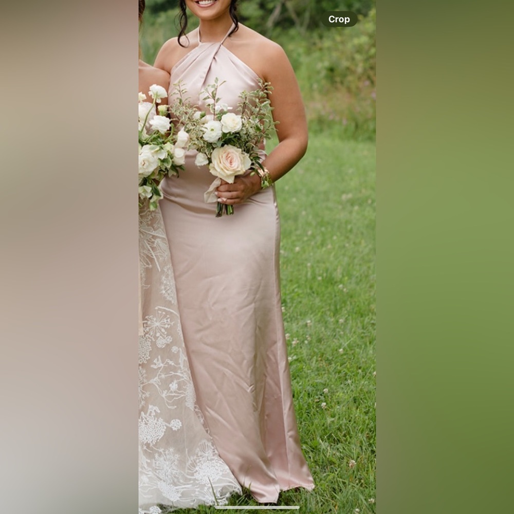 Amsale Gia bridesmaid dress in Rose Quartz